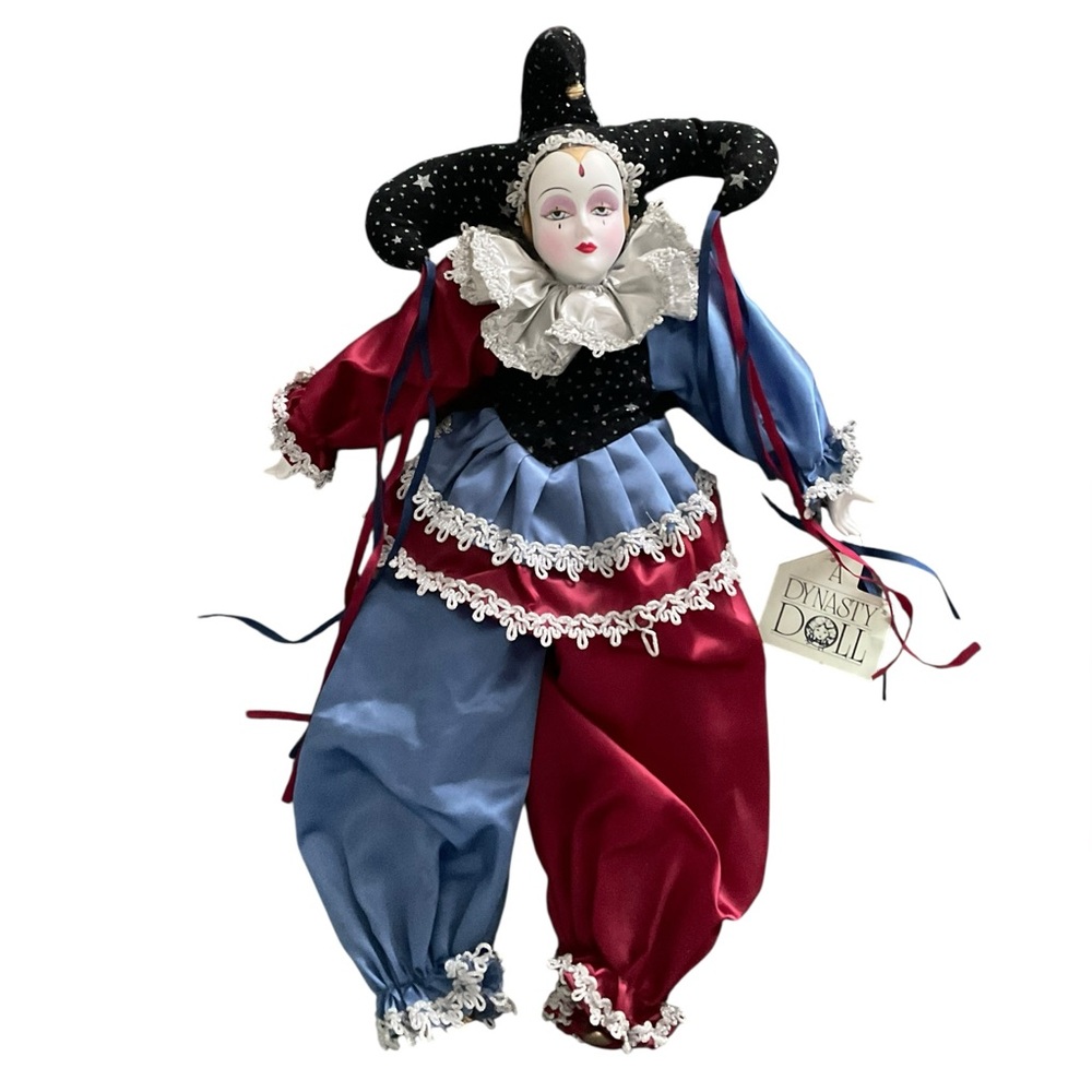 DYNASTY DOLL COLLECTION Porcelain Harlequin Maurice Jester 1983 LN
